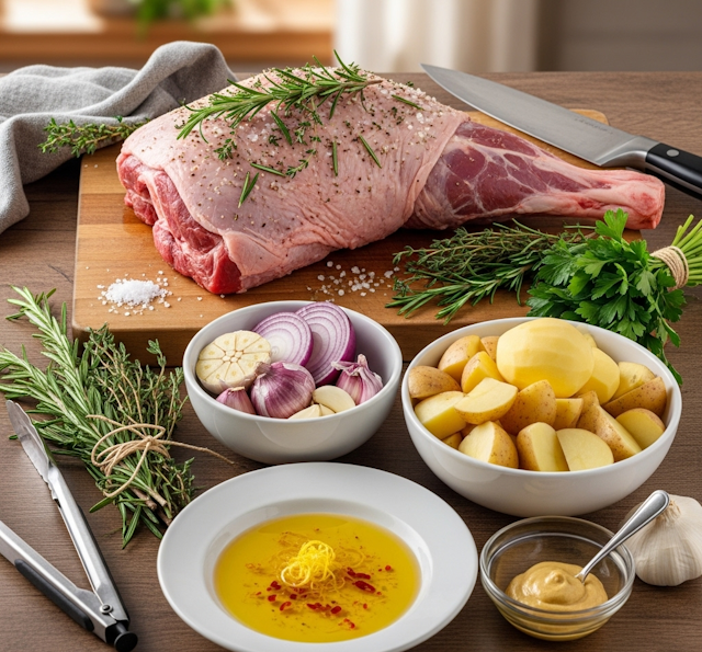 Mise en Place de Receta de Ternasco Asado
