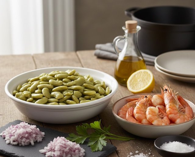 Verdinas con Langostinos