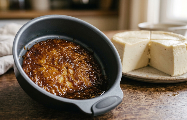 Flan de Huevo con el caramelo pegado en el molde