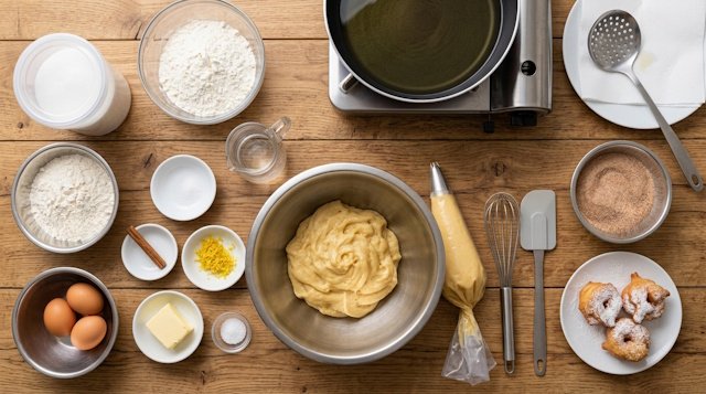 Mise en place receta Buñuelos de Viento