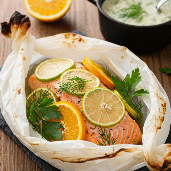 Receta de Salón en Papillote
