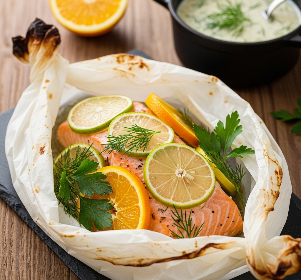 receta de Salmón en Papillote