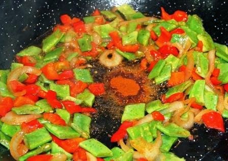 Cebolla Pimientos Judías