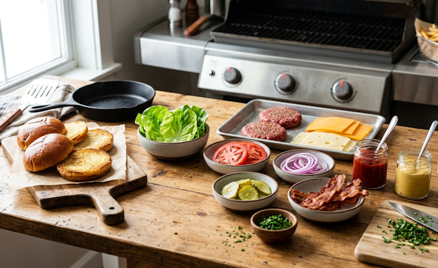 Mise en Place de Hamburguesas Gourmet