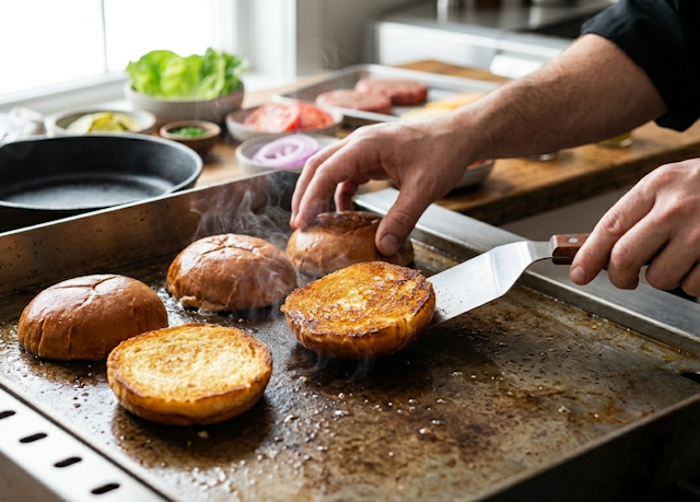 Tostar pan de hamburguesa