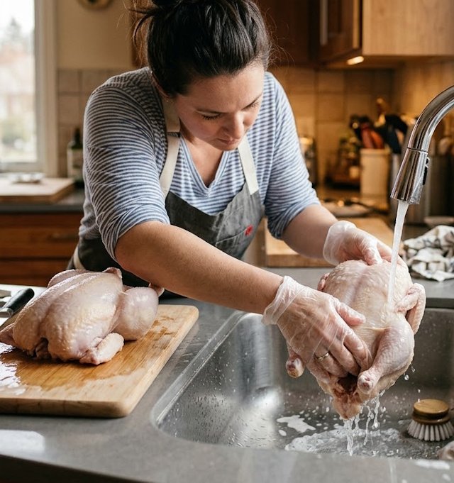 Lavando pollo