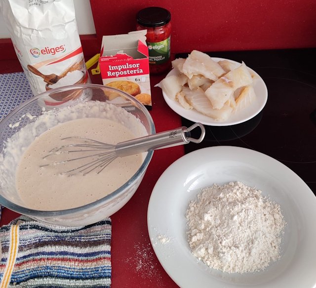 mise en place de la receta de Soldaditos de Pavía