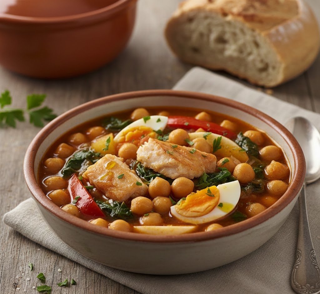 Receta de Garbanzos con Bacalao