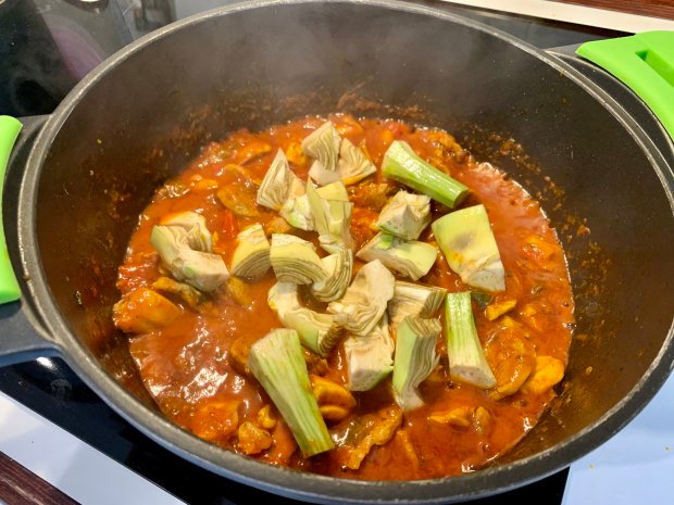 Arroz lomo Alcachofas Pollo