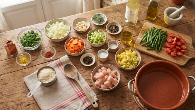 Arroz con Alcachofas Pollo y Solomillo