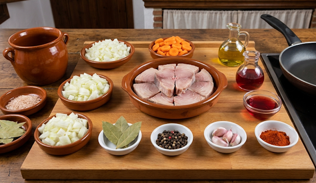 Mise en Place de Bonito del Norte en Escabeche