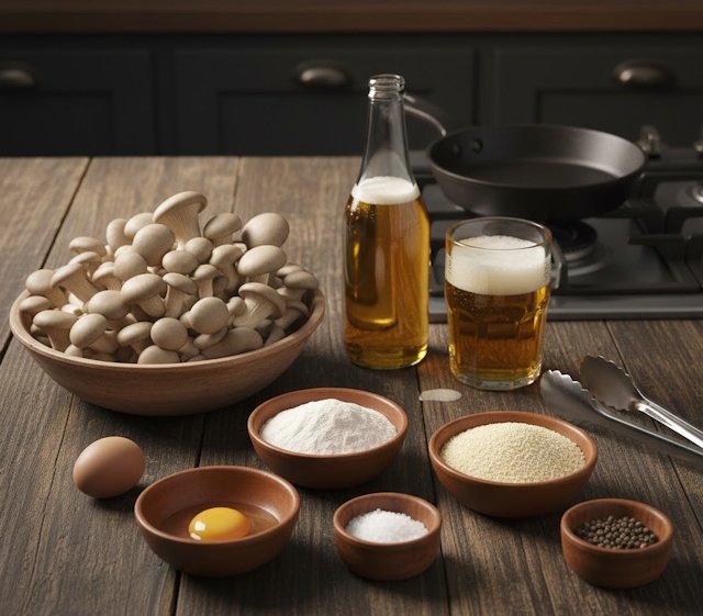 Mise en Place de la recetas de Setas de Ostra Rebozadas