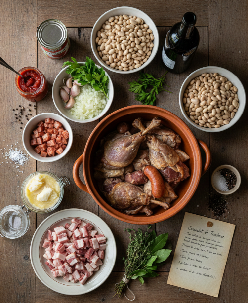 Mise en Place de la receta de Cassoulet de Toulouse