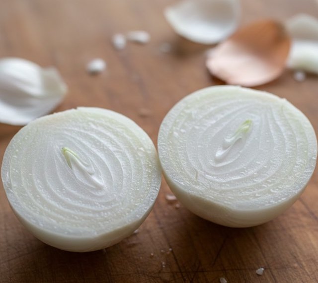 Cebolla blanca partida por la mitad