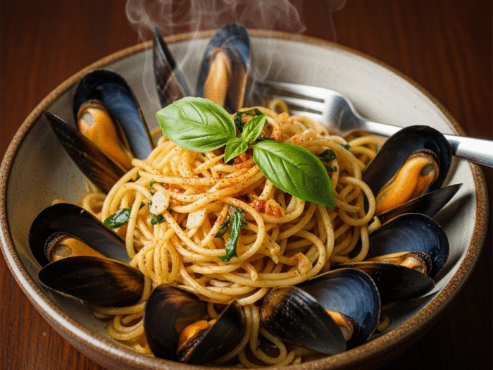 Tallarines con Mejillones