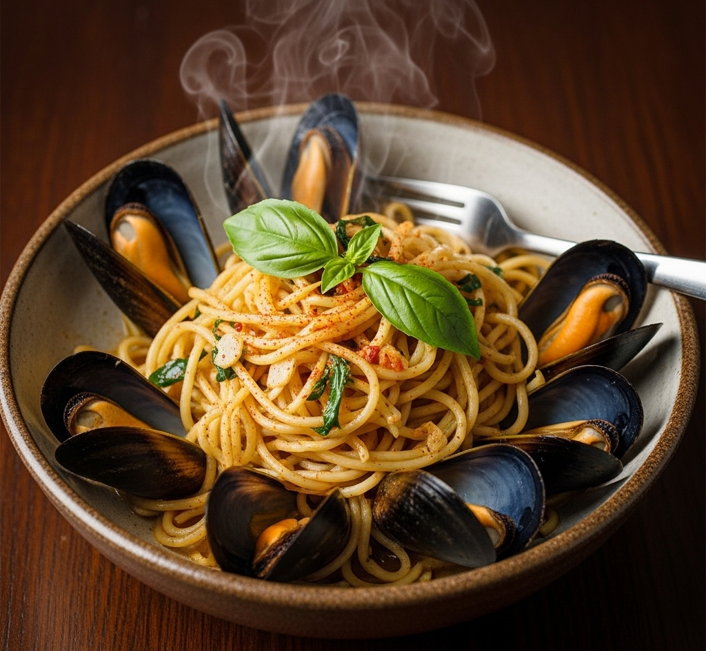 Tallarines con Mejillones