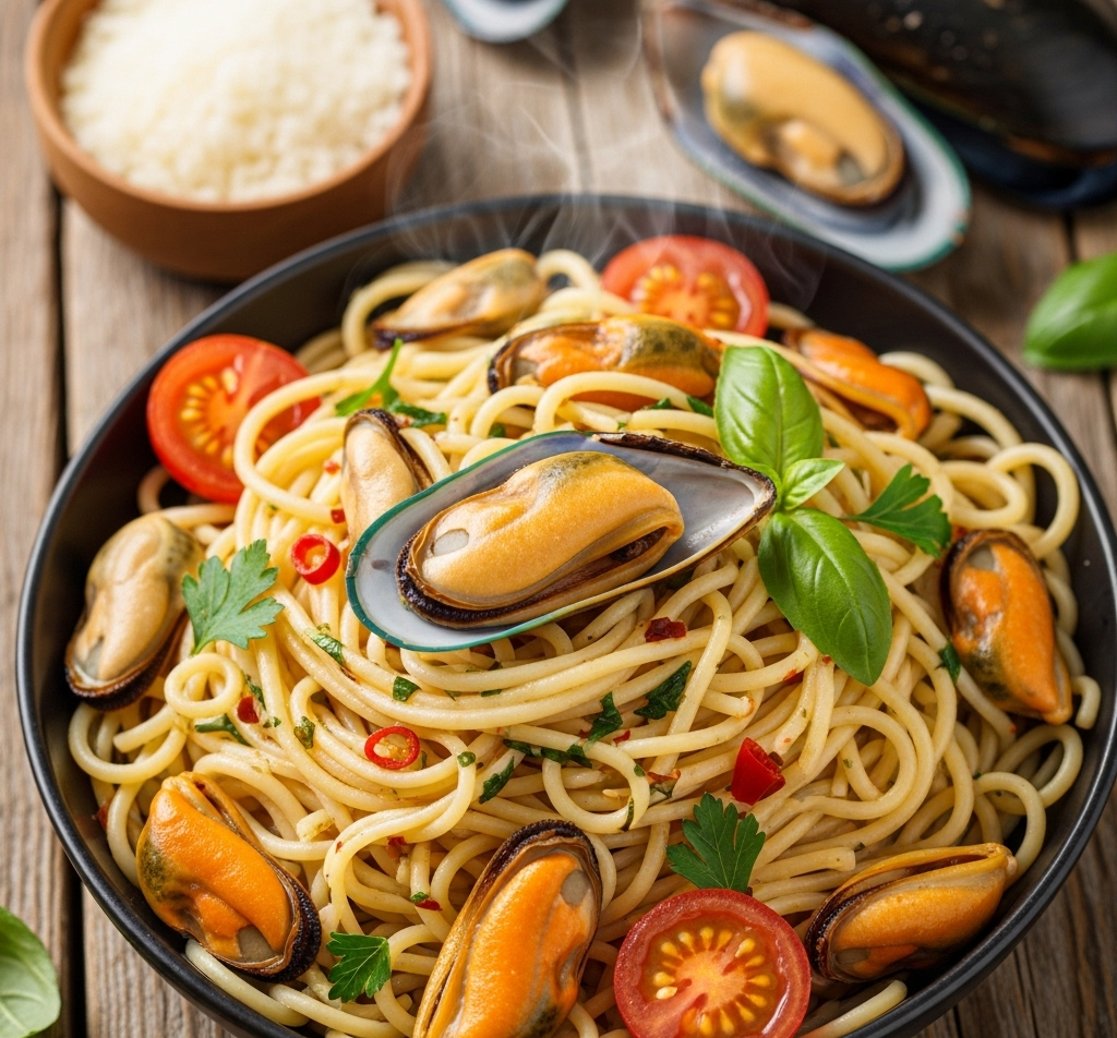 Tallarines con Mejillones