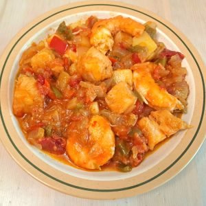 Bacalao Ajoarriero con Langostinos