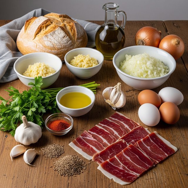 Mise en place de la receta de sopa castellana