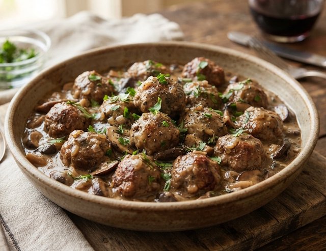 Receta de Albóndigas en Salsa de Setas