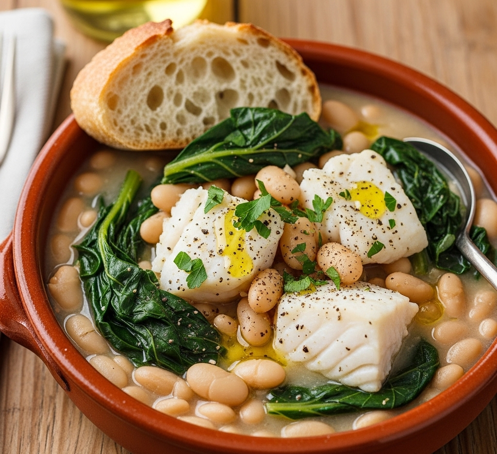 Alubias con Espinacas y Bacalao