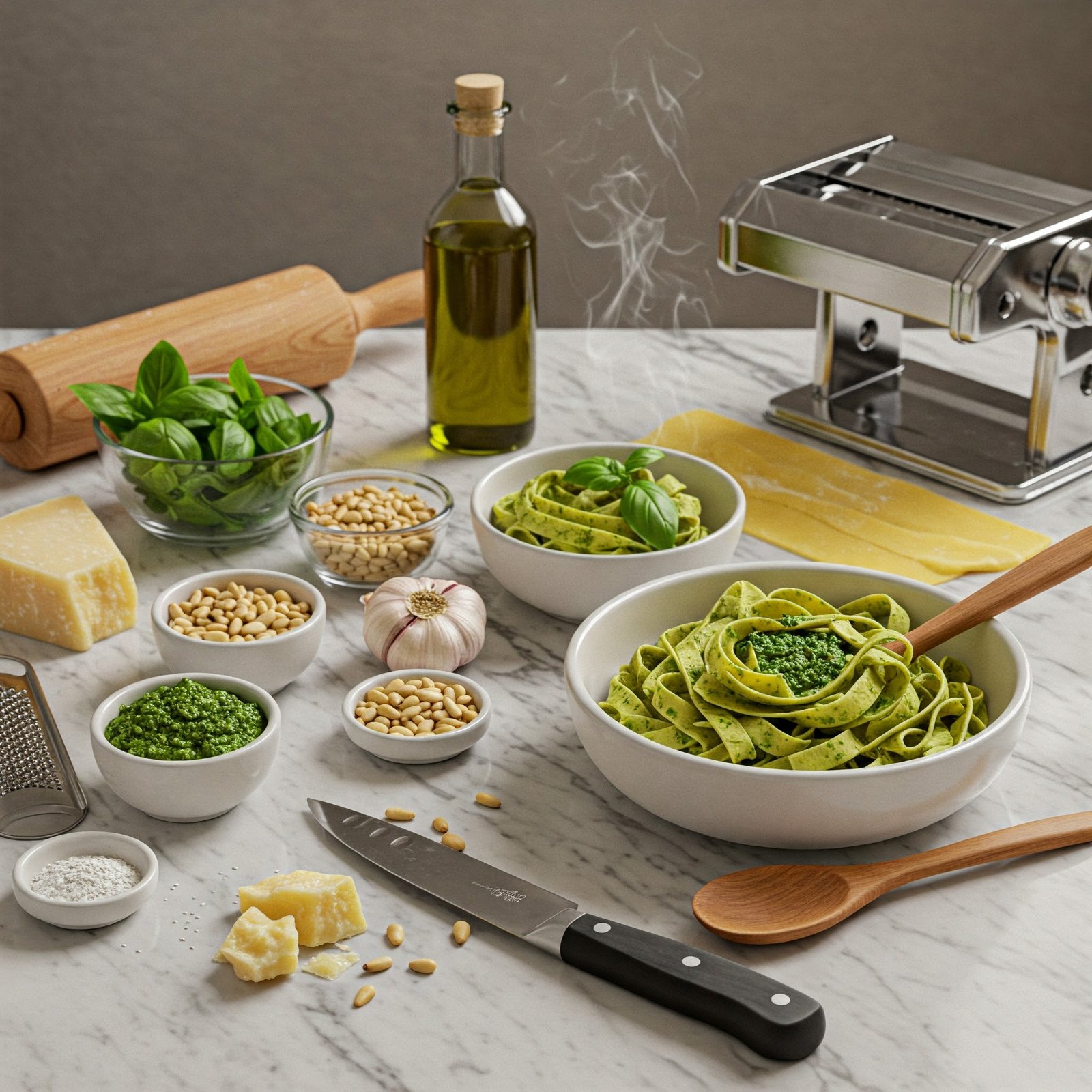 Receta de Tallarines al pesto