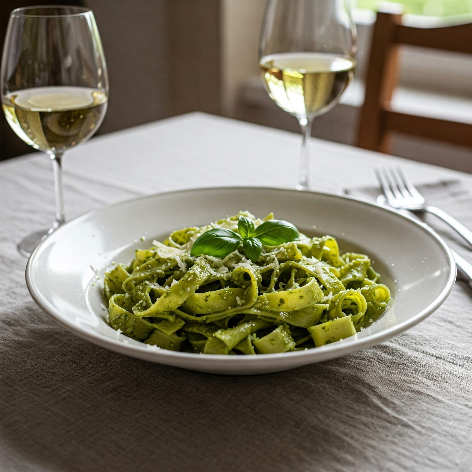 Receta de Tallarines al pesto