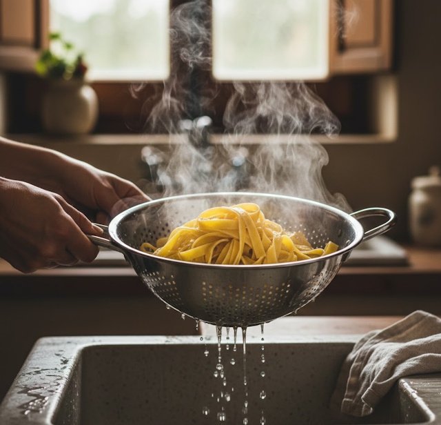 Tallarines escurridos