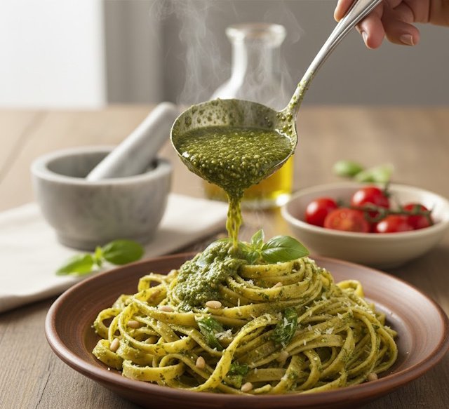 Tallarines al pesto