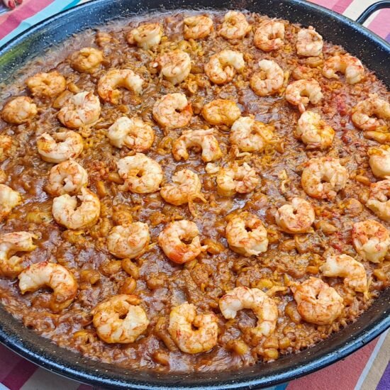 Paella de gambones