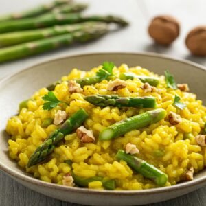 Risotto de Espárragos y Nueces con Leche de Coco y Curry