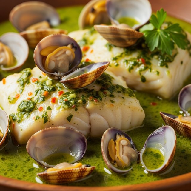 Bacalao en Salsa Verde con Almejas