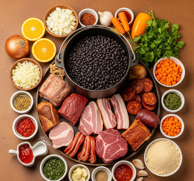 Mise en Place de Feijoada Receta Brasileña
