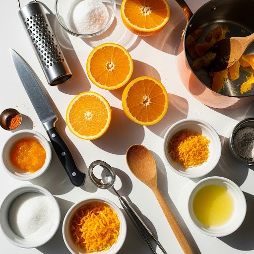 Mise en Place de la receta de Mermelada de Naranja Amarga