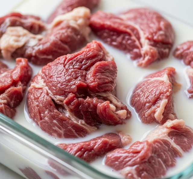 Marinado la carne en leche