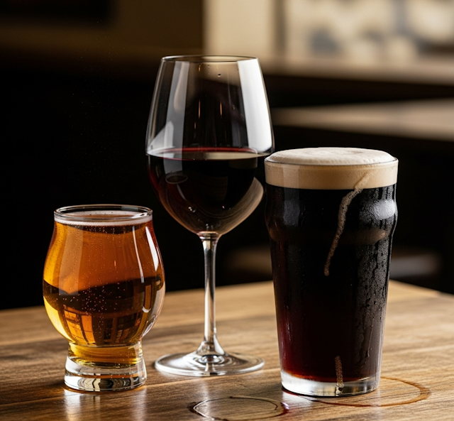 Sidra, vino tinto y Cerveza negra