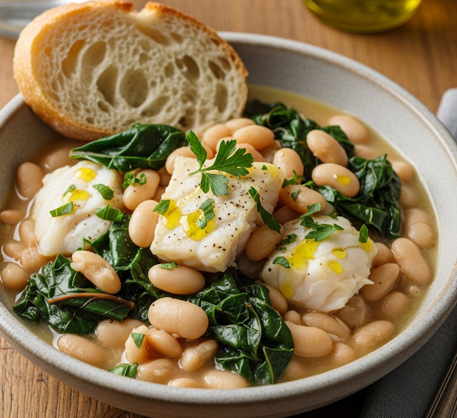 Receta de Alubias con Acelgas y Bacalao