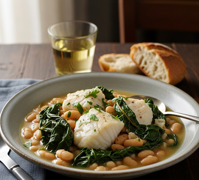 Alubias con Espinacas y Bacalao