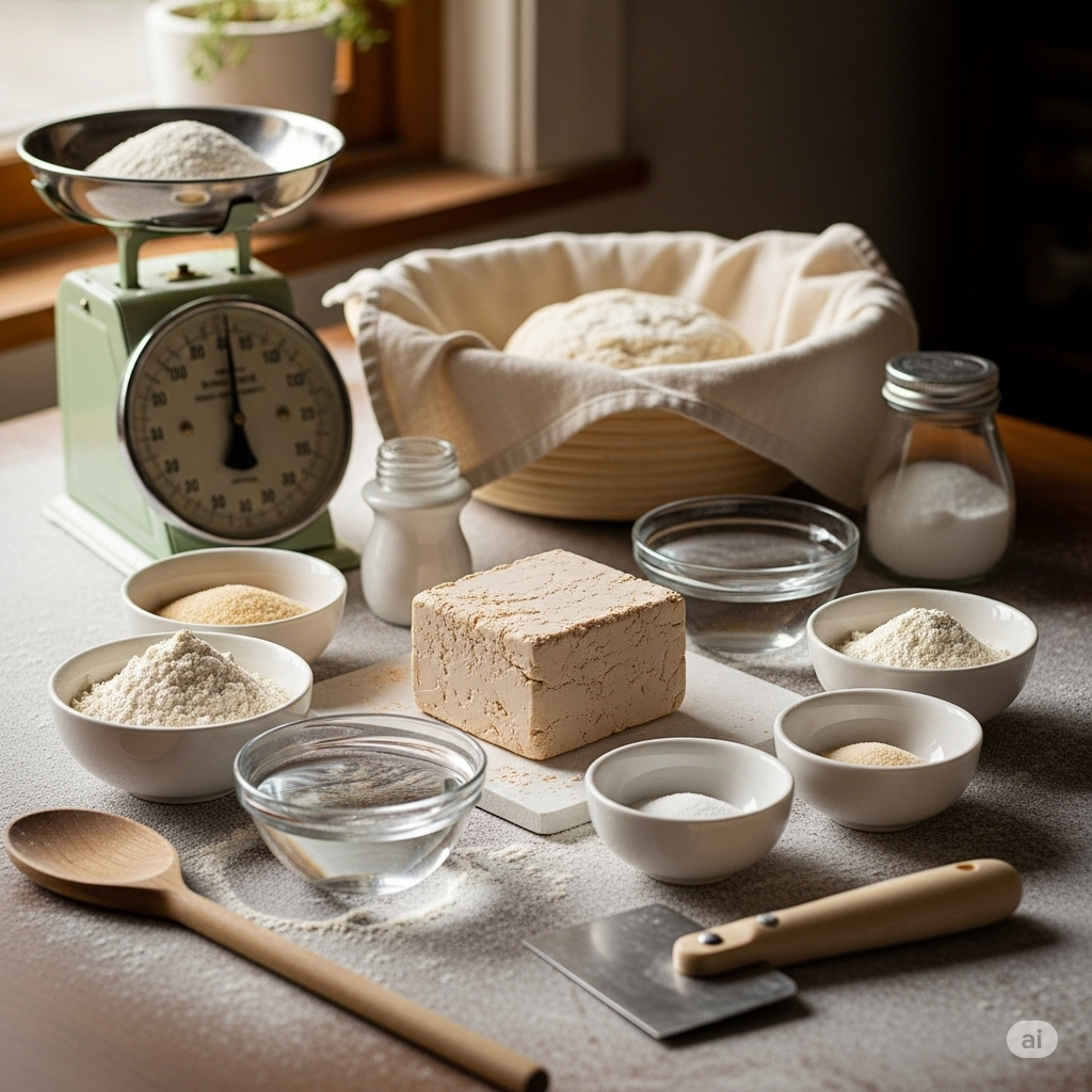 Mise en place de la receta de Hogaza de pan casera