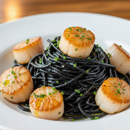 Espaguetis negros con vieiras