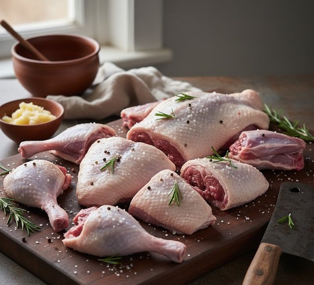 mise en place de la receta de Arroz con Pato y Foie