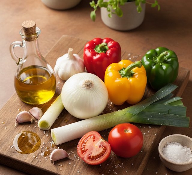 Sofrito, para hacer la receta arroz con pato y foie