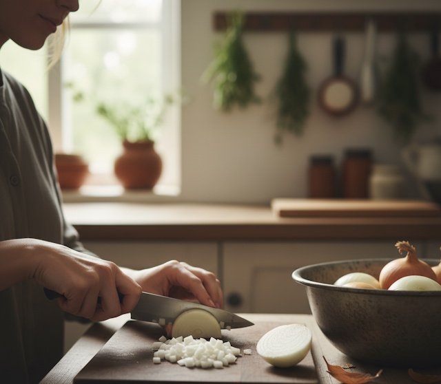 Cebolla Mirepoix, uno de los tipos de corte de la cebolla