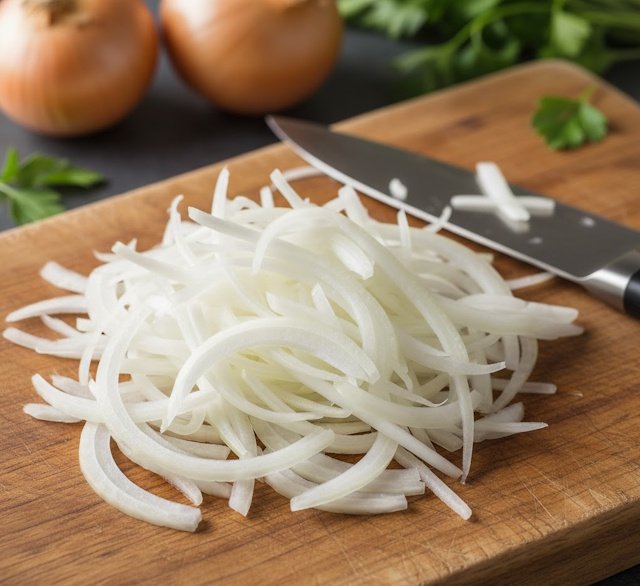 Juliana, uno de los tipos de corte de la cebolla