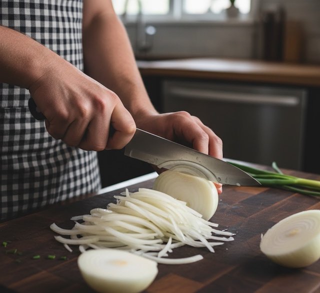 Juliana, uno de los tipos de corte de la cebolla