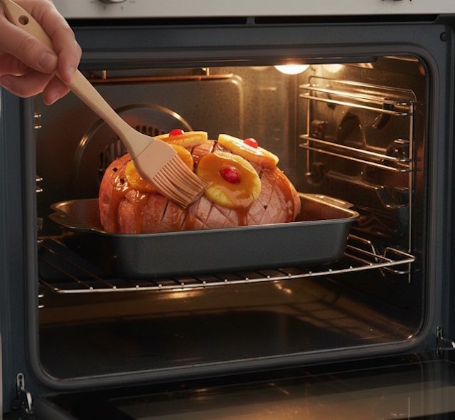 bañar el jamón con el resto del glaseado