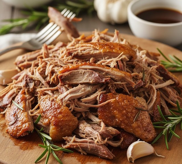 Pato confitado desmenuzado
