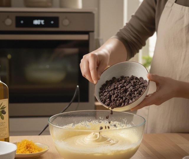 Bizcocho Naranja, aceite y chocolate