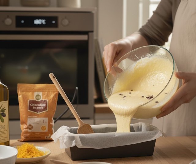 Bizcocho Naranja, aceite y chocolate