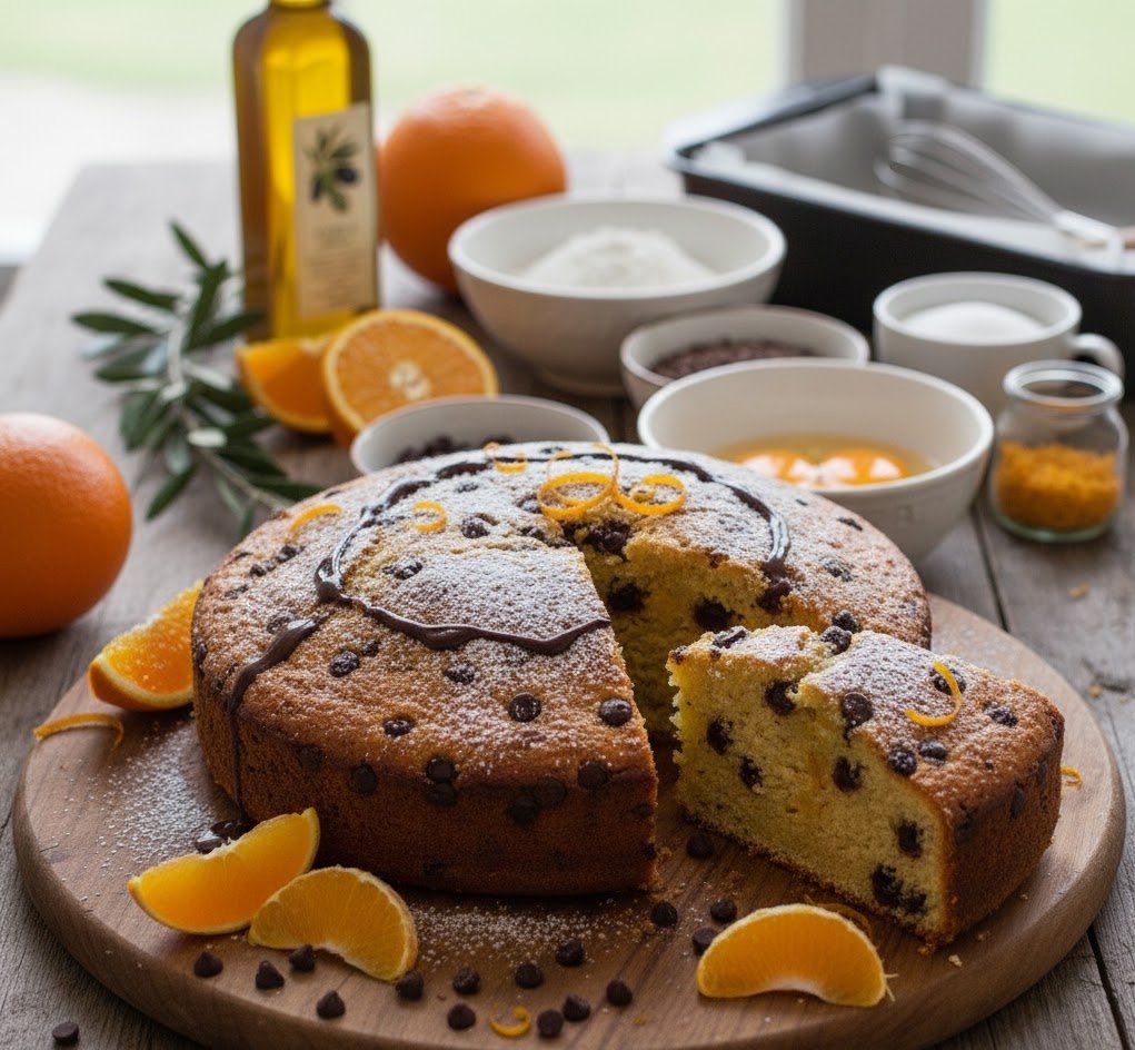 Bizcocho Naranja, aceite y chocolate